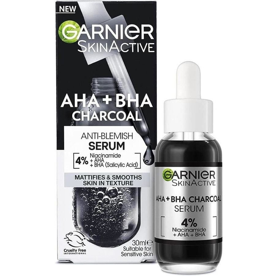 Garnier Charcoal Serum with 4% AHA + Salicylic Acid + Niacinamide – 30ml