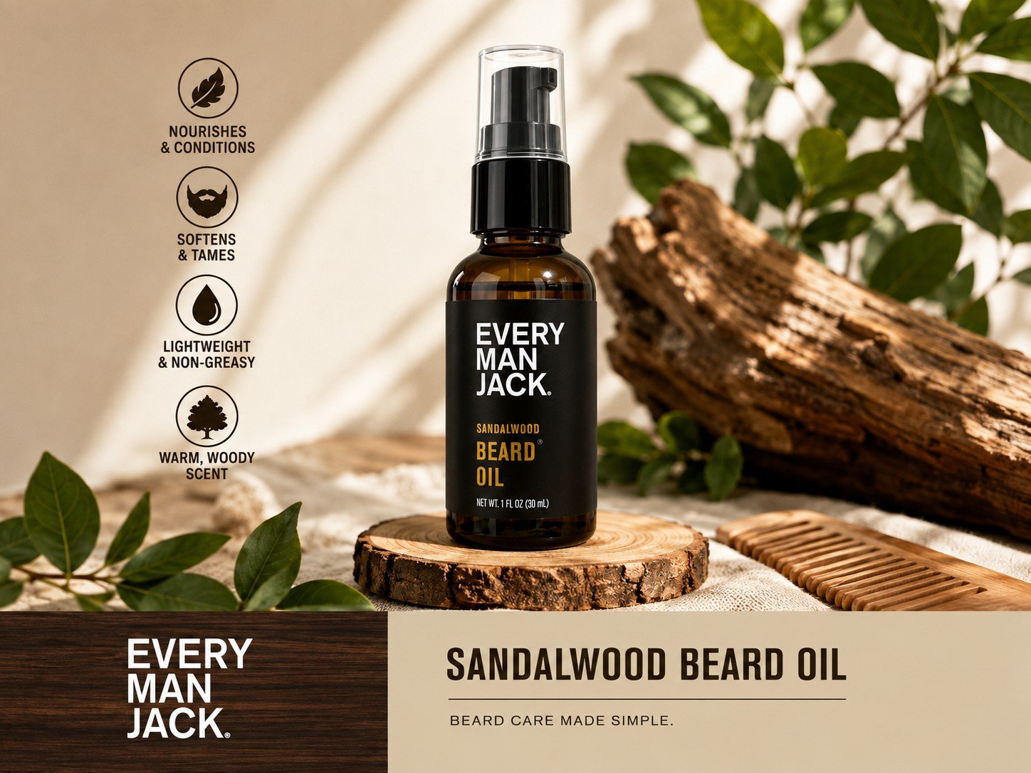 Every Man Jack Beard Oil Sandalwood 30ml